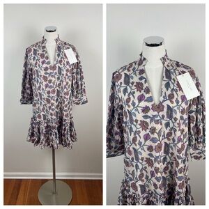 Elizabeth James The Label Tan Pink Blue Floral Paisley Dress New Women Small